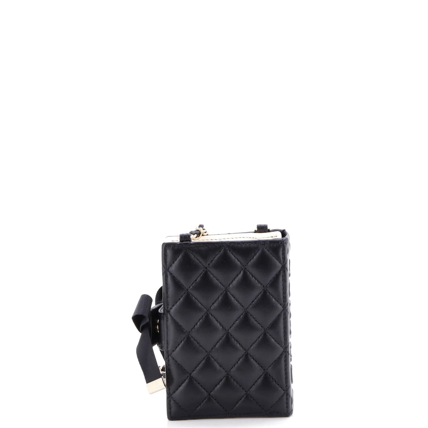 Chanel Cc Book Card Holder With Chain Quilted Lambskin