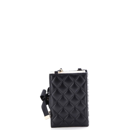 Chanel Cc Book Card Holder With Chain Quilted Lambskin