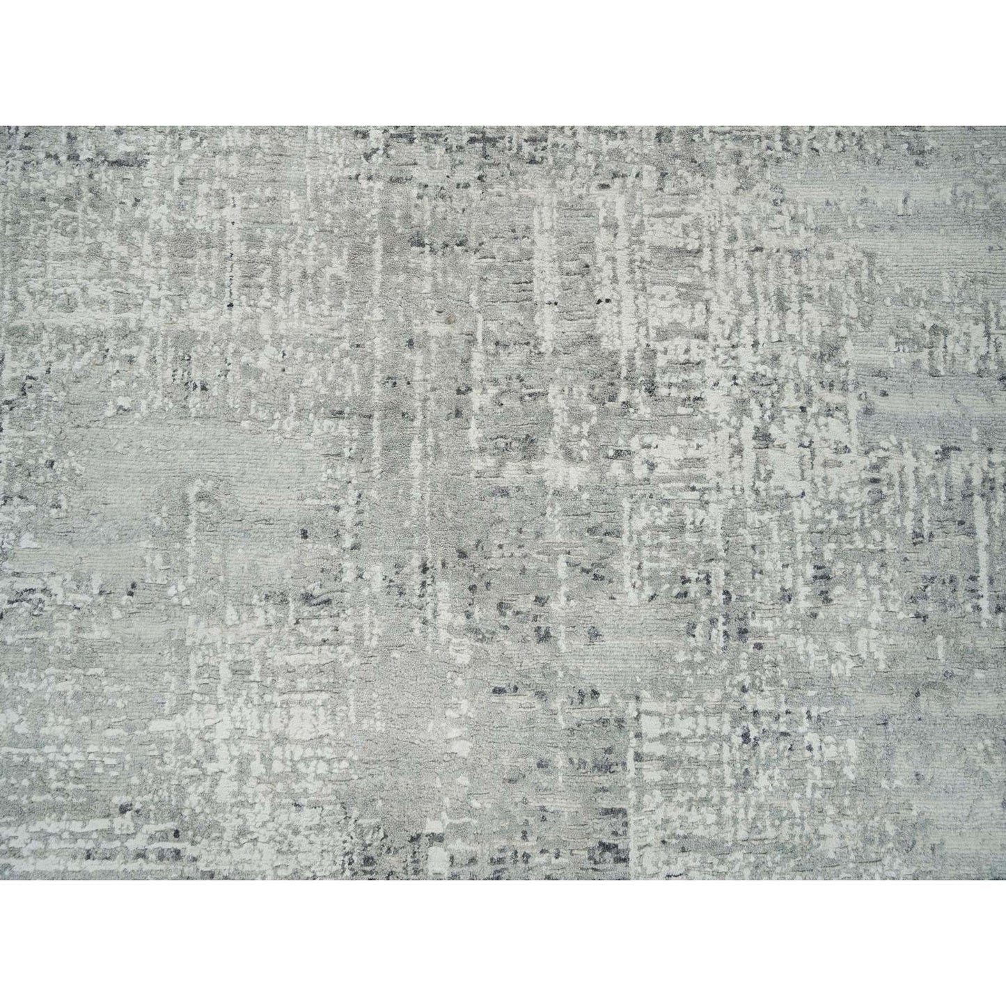 Modern Hand Knotted Light Gray Square Oriental 6'2" Design Rug