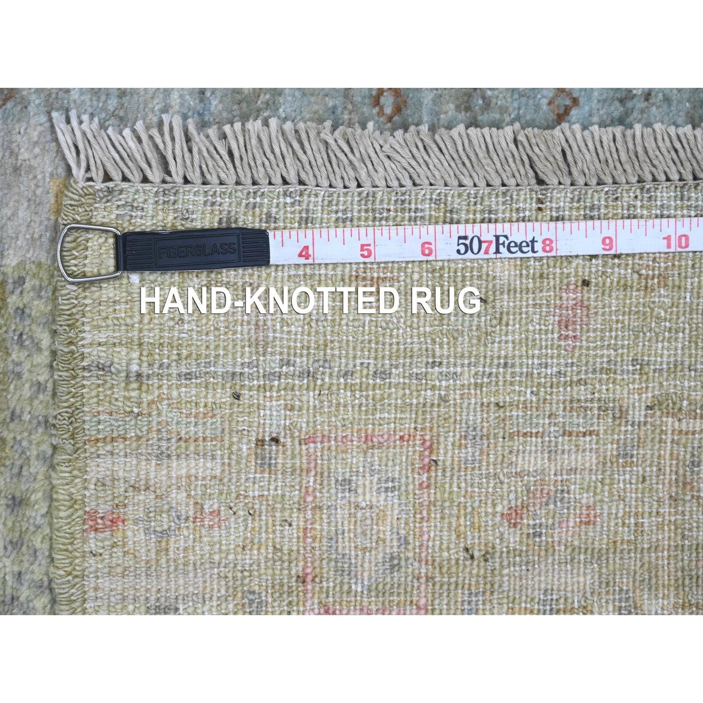 2'9"X9'7" Green Wool Kashkuli Animal Figurines Hand Knotted Runner Rug