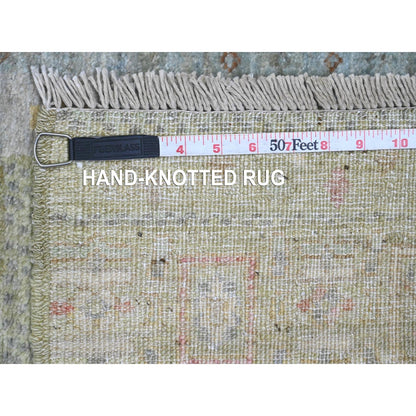 2'9"X9'7" Green Wool Kashkuli Animal Figurines Hand Knotted Runner Rug