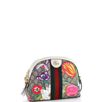 Gucci Ophidia Dome Shoulder Bag Flora Gg Coated Canvas Small