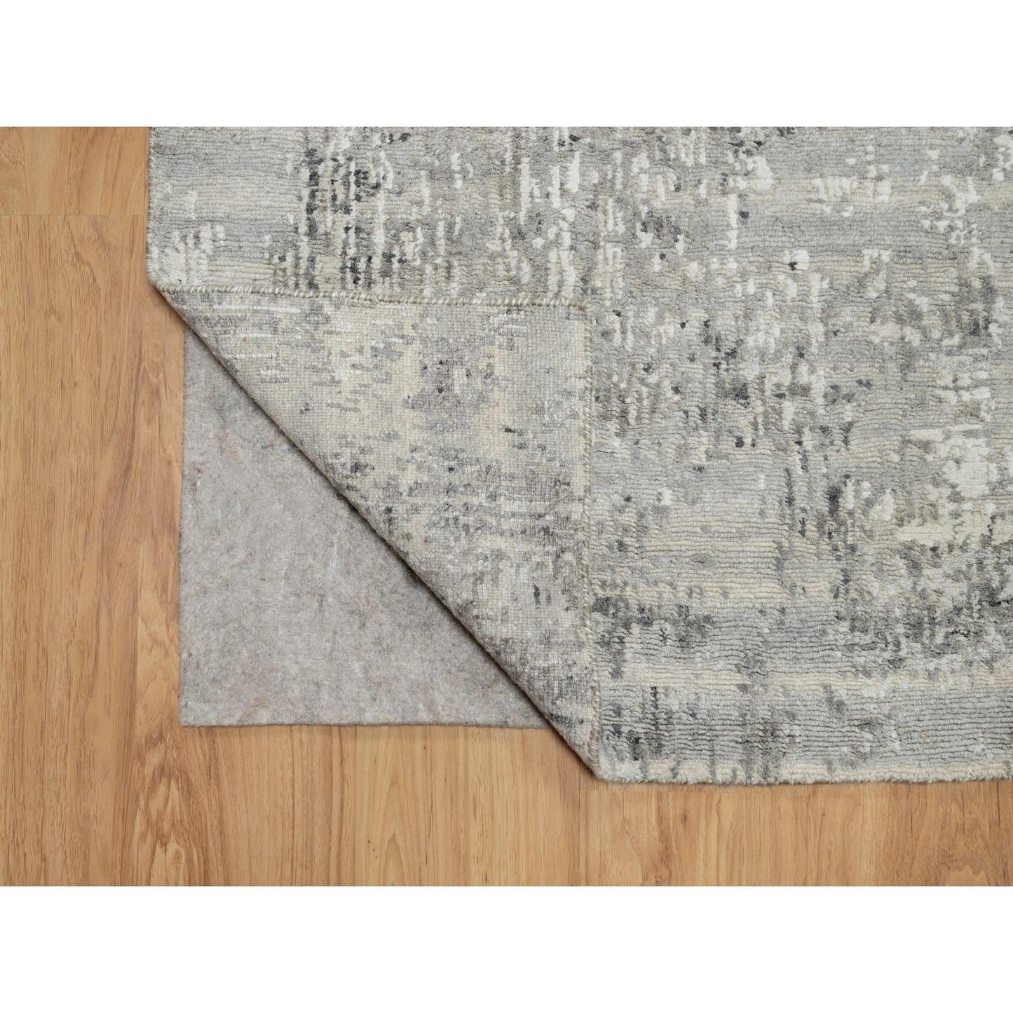 2'6"X30'1" Gray Undyed Natural Wool Hand Knotted Modern Xl Runner Rug