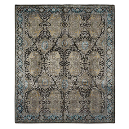 8'3"X9'9" Brown Zoroastrian Influence Silk With Wool Hand Knotted Rug
