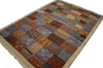 Handmade Tribal Checker Design Indo-Gabbeh Rug