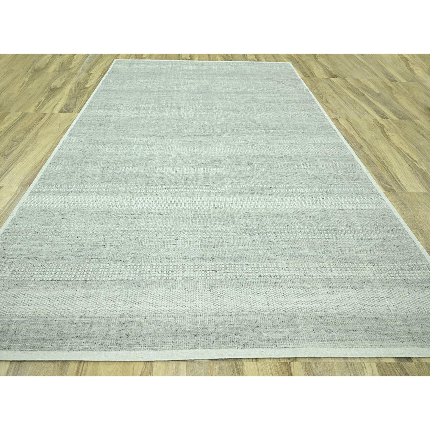 10'1"X13'9" Gray Wool Rug Distressed & Oxidized Grass Design Hand Knotted