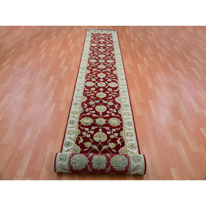 2'7"X16'4" Red Hand Knotted Wool And Silk Rajasthan Design Xl Runner Rug
