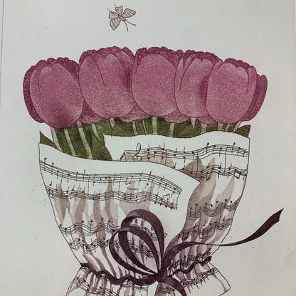 Christine Thouzeau Signed Original Lithograph Print Framed Ed99 Tulipes