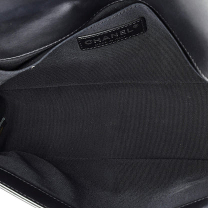 Chanel Boy Flap Bag Chevron Patent Old Medium