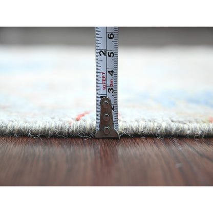 Rug 2'1"x3'1" Gray Afghan Peshawar Birds Design Hand Knotted Wool Sample