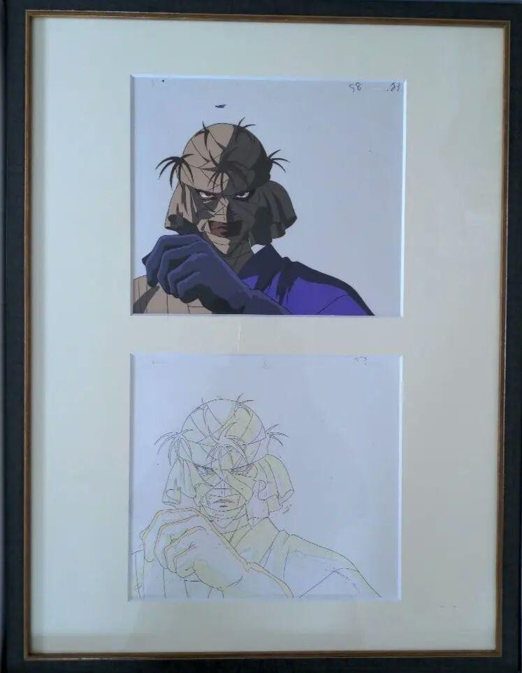 Vintage Rurouni Kenshin - Shishio Makoto Cel Animation Art Japanese Anime Framed