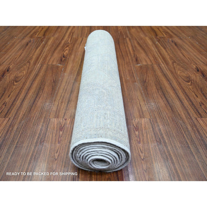 2'8"X11' White Wash Peshawar Wool Hand Knotted Runner Oriental Rug