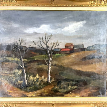 H. Roomeski Original Oil Painting Rural Landscape 30F Vintage Russian School Art