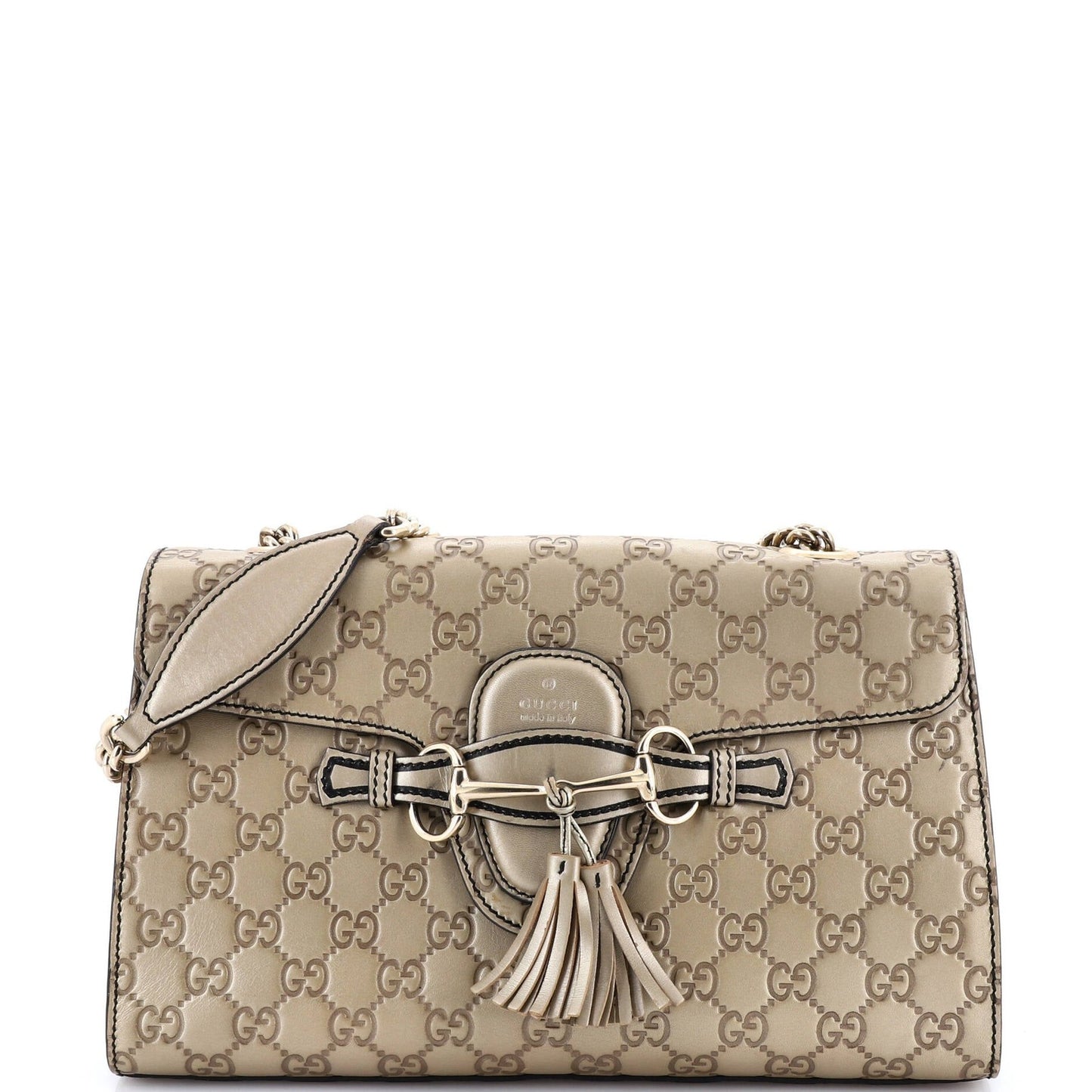 Gucci Emily Chain Flap Bag Guccissima Leather Medium