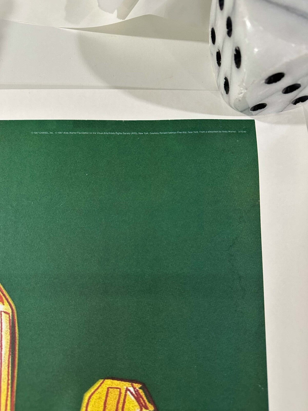 Chanel N5 Warhol  Original 1997 On Linen Green/Blue 22 X 29 Inches
