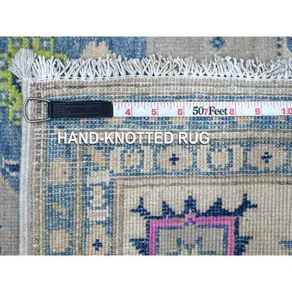 5'X6'4" Cloud Gray Colorful Hand Knotted Fusion Kazak Oriental Rug