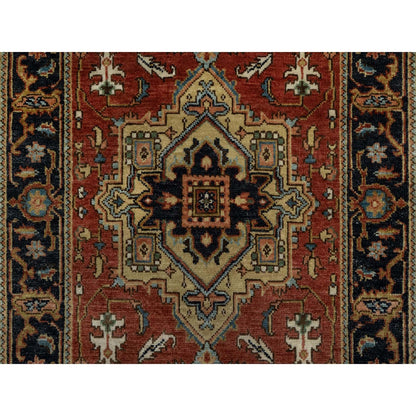 2'8"X8' Auburn Red Hand Knotted Heris Revival New Zealand Wool Runner Rug