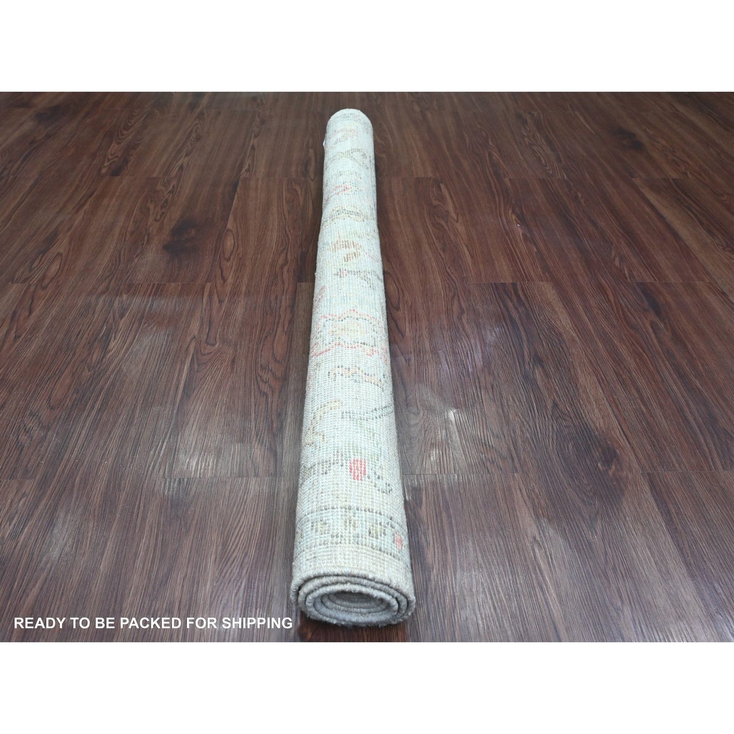 4'2"X4'2" Daisy White Afghan Angora Oushak Hand Knotted Wool Square Rug