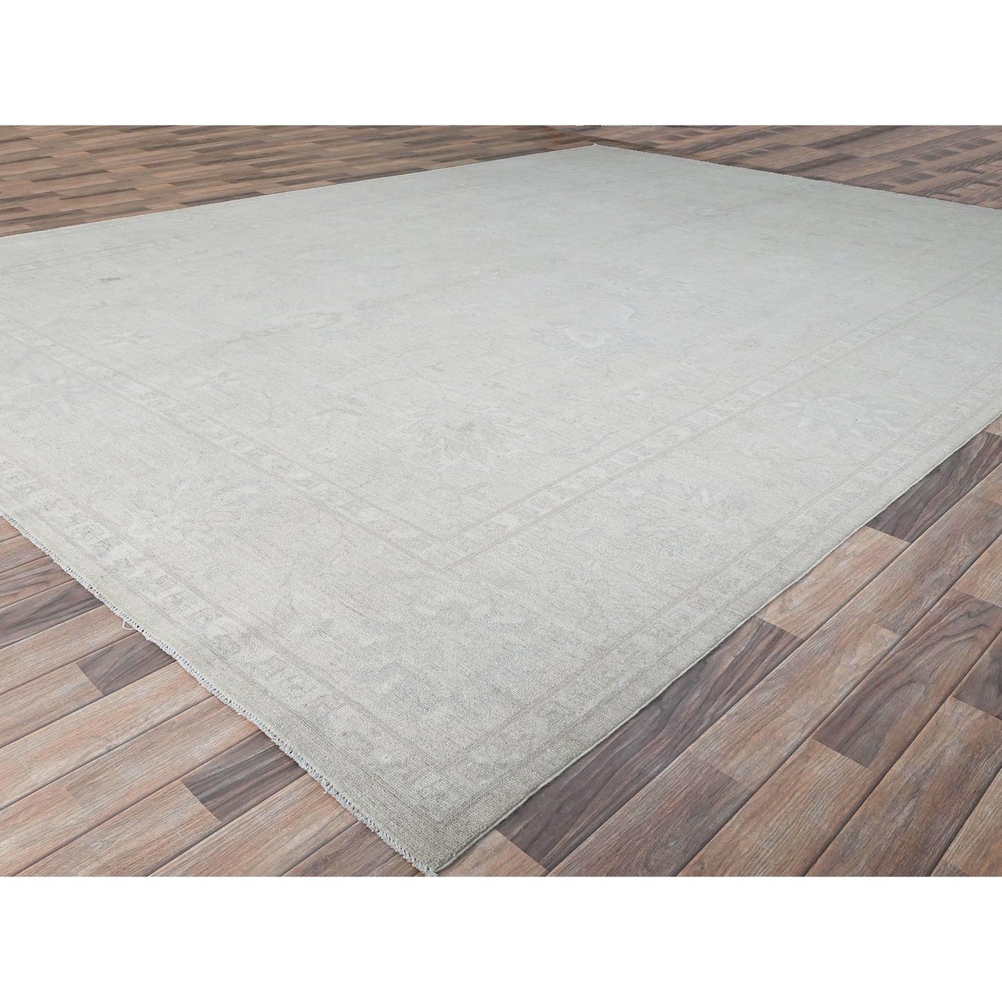 9'10"X13'10" Snow Cap White Hand Knotted Wool Peshawar Oriental Rug