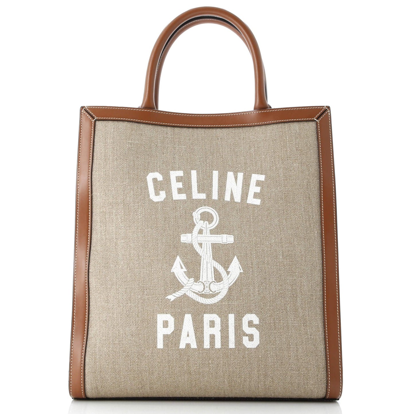 Celine Vertical Cabas Tote Printed Canvas And Leather Small