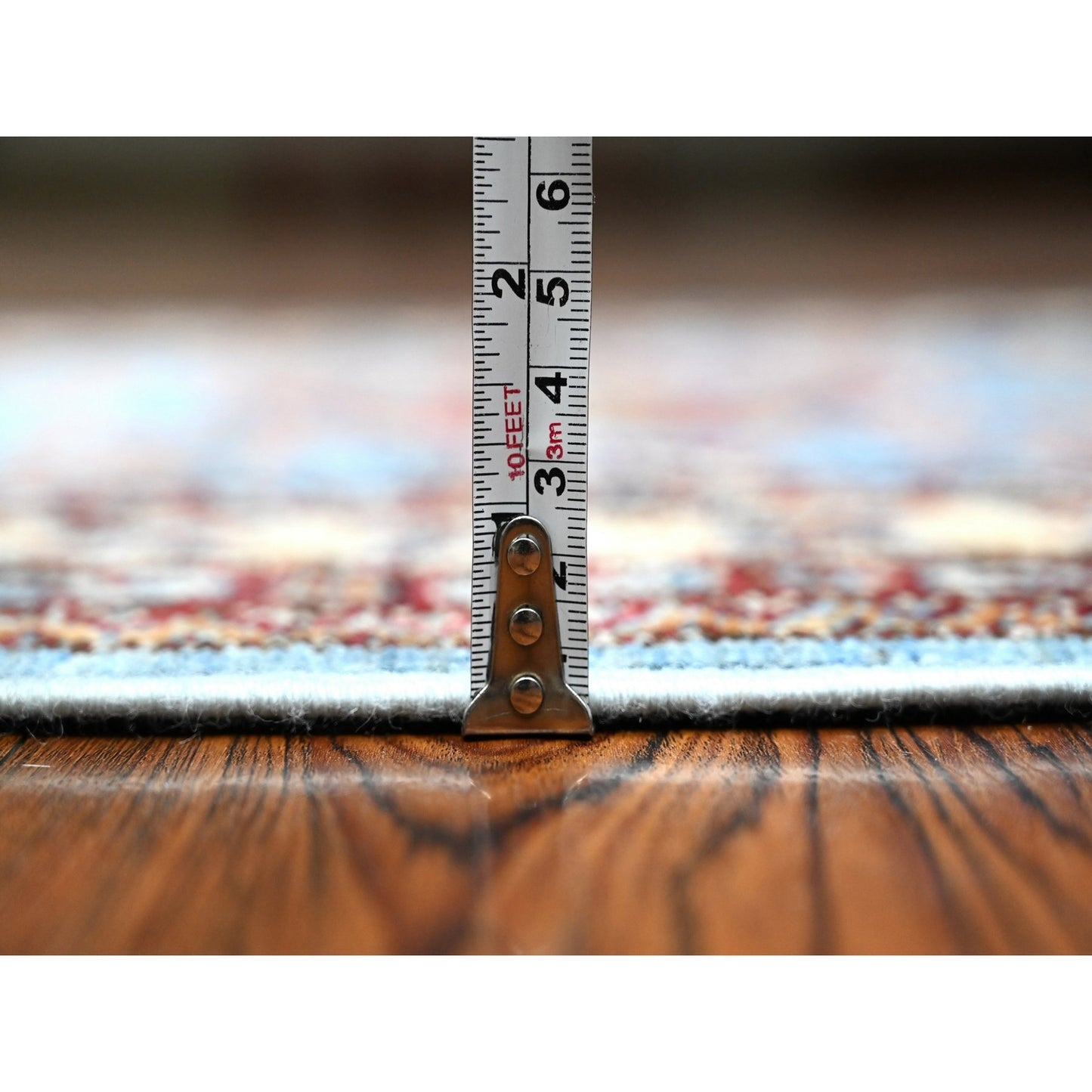 2'9"X8'8" Copen Blue Super Kazak Hand Knotted Medallions Wool Runner Rug