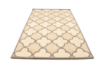 Cream Beige Trellis Style Rug Hand-Tufted Modern