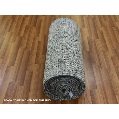 2'4"X27'9" Monument Gray Hand Knotted Undyed Wool Grass Xl Runner Rug