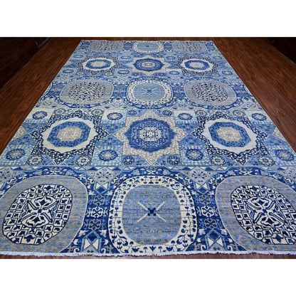 10'X13'8" Blue Fine Aryana Soft Wool Hand Knotted Oriental Rug