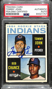 Tommy John Indians Autographed 1964 Topps Rookie