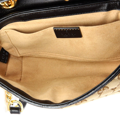 Gucci Gg Marmont Flap Bag Diagonal Quilted Gg Canvas With Leather Mini