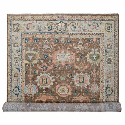 12'X17'9"Brown Oushak Design Hand Knotted Wool Oversize Oriental Rug
