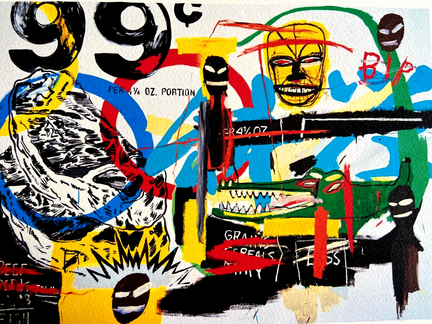 Jean Michel Basquiat Lithograph Coa Signed Op Numbered In Pencil