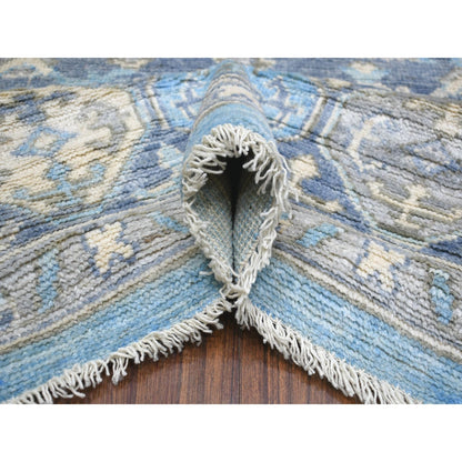 8'X9'6" Blue Hand Knotted Anatolian Village Inspired Wool Rug