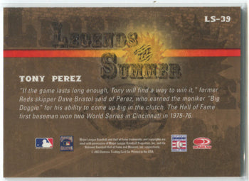 2003 Donruss Signature Series Legends Of The Summer#Ls-39 Tony Perez Auto Card