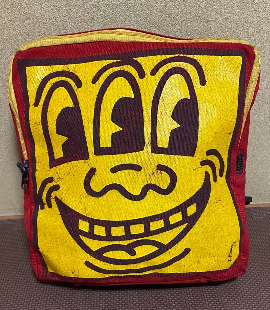 Keith Haring Pop Shop Official Three Eyed Face Screen Printed Rucksack Bag