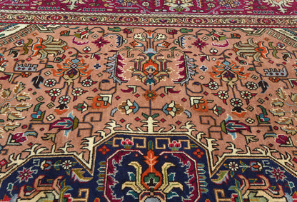 Oriental Rug Hand Knotted Vintage Carpet Medallion Design Dining Room