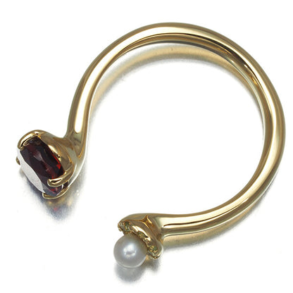 Garnet 1.86Ct Peridot 0.08Ct Pearl 3.0Mm Ring 18K