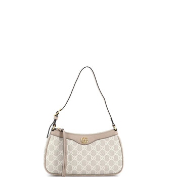 Gucci Ophidia Zip Pochette Shoulder Bag Gg Coated Canvas With Leather Small