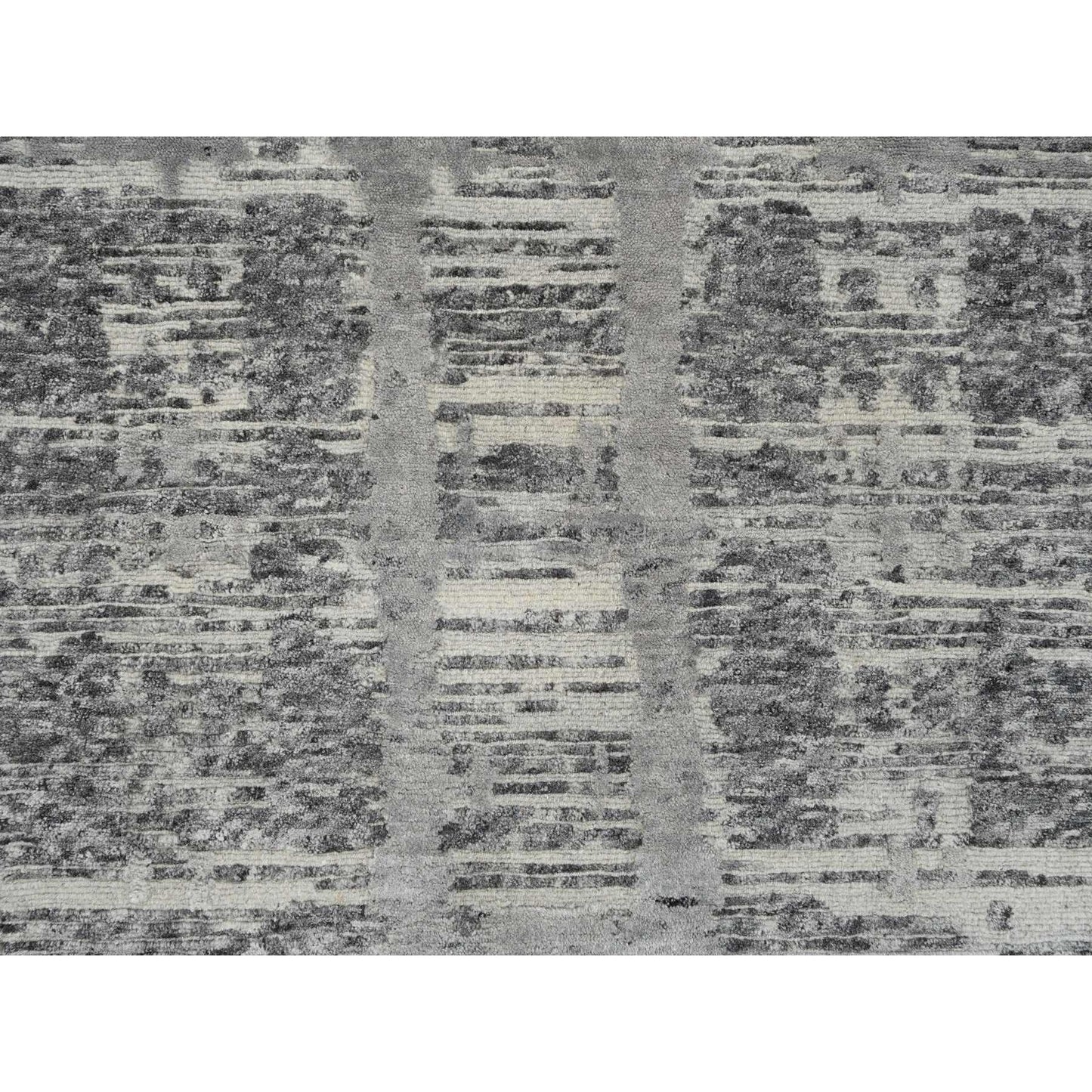 2'6"X25'9" Gray Hand Knotted Modern Design Natural Wool Xl Runner Rug