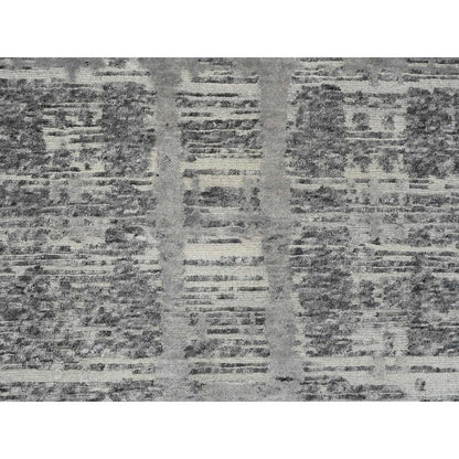 2'6"X25'9" Gray Hand Knotted Modern Design Natural Wool Xl Runner Rug