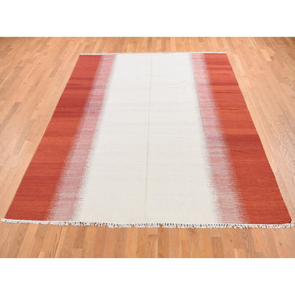 8'X10'2" Ivory 100% Wool Flat Weave Durie Kilim Hand Woven Reversible Rug