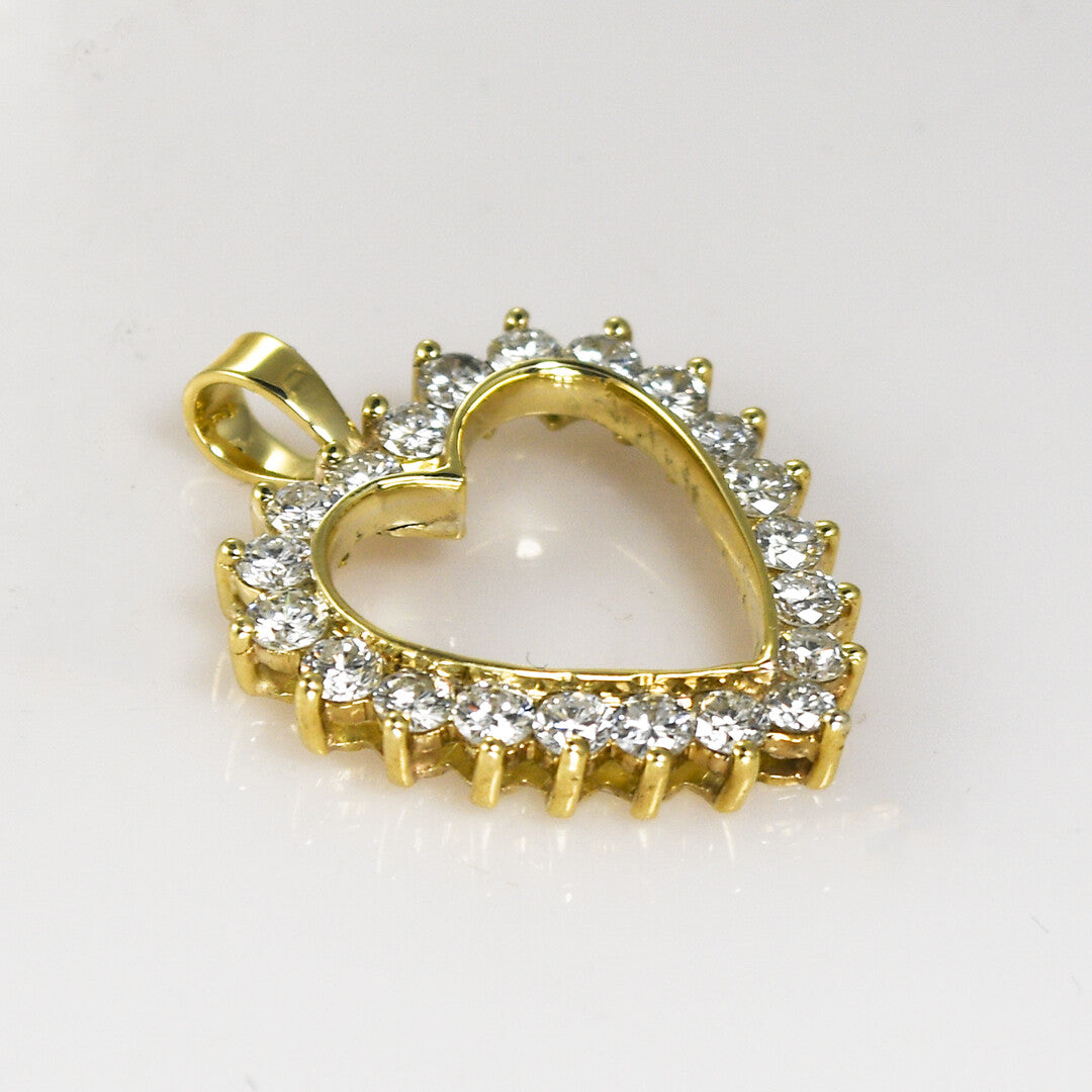 14K Yellow Gold Diamond Heart Pendant 1.00Ct