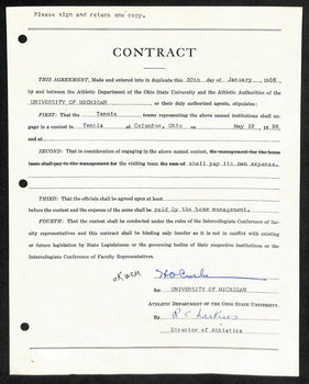 Fritz Crisler Cfb Hof Signed 1956 Contract