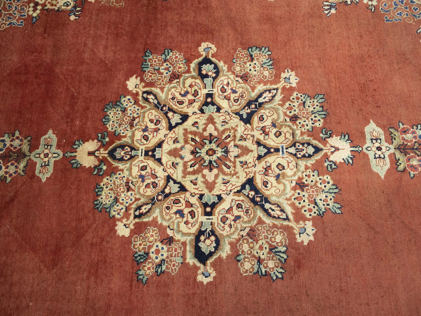 Semi-Antique Hand-Knotted Floral Rug Extra Large