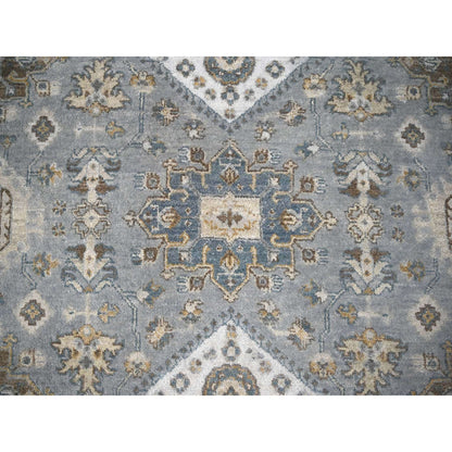 8'X8' Gray And Ivory Karjihooz Design Wool Square Oriental Rug