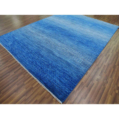 9'2"X12'2" Blue Modern Chiaroscuro Hand Knotted Wool Oriental Rug