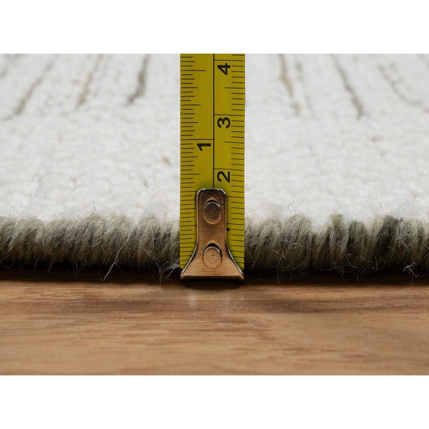 5'X5' Ivory Wool Rug Flat Weave With Textured Pile Hand Woven Round