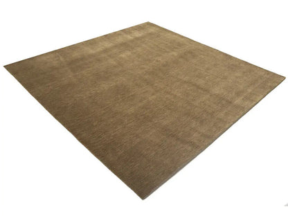 Solid Brown Hand-Loomed 8X8 Gabbeh Wool Rug