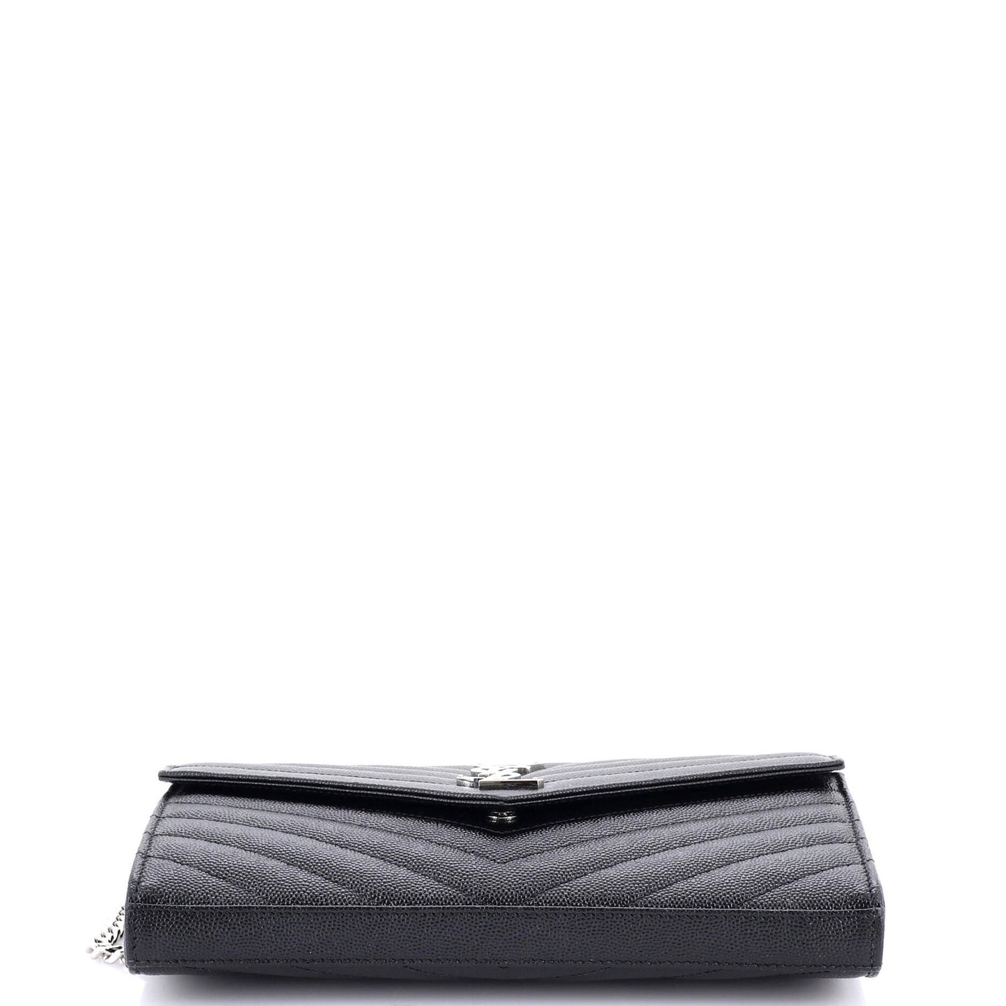 Saint Laurent Classic Monogram Wallet On Chain Matelasse Chevron Leather Medium