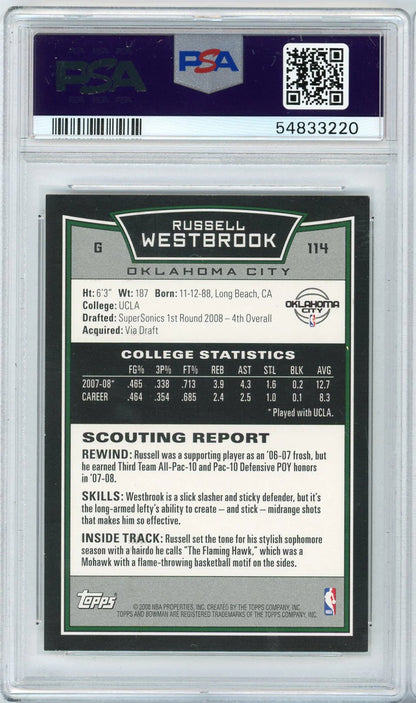 Russell Westbrook 2009 Bowman #114 Psa Mint 9 Rc